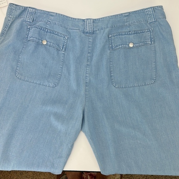 Villager Chambray Wide leg Cropped Pants 18 Tencel Blend Pockets Flowy C… - Picture 6 of 14